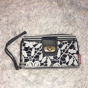 LIKE NEW Lace/ Striped Wallet/ Wristlet 🖤!